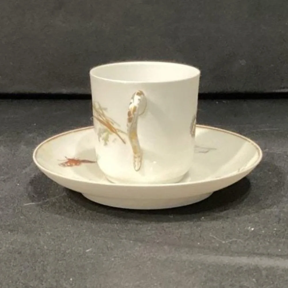 Haviland Limoges Meadow Visitors Teacup & Saucer, Two Piece Set Butterfly Design